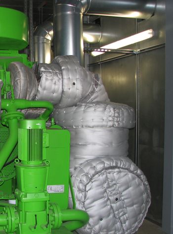 Auspuffisolierung mit Isolierung Wärmetauscher an einem BHKW